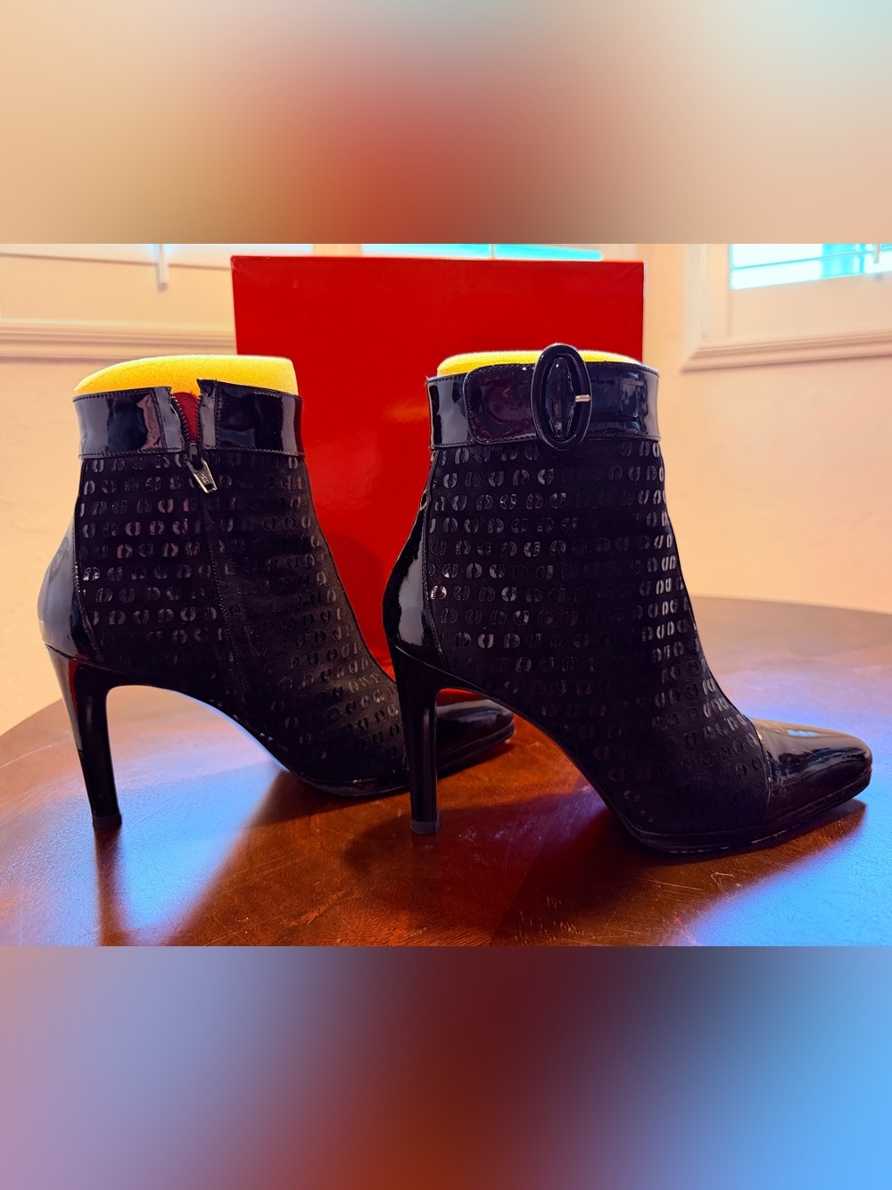 Charles Jourdan Black Logo Noir Ankle Booties Vintage Y2K